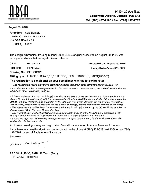 Canadian Registration